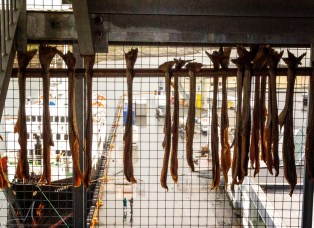 Stockfisch auf der Feuertreppe im 8. Stock des Thon Hotel in Svolvær